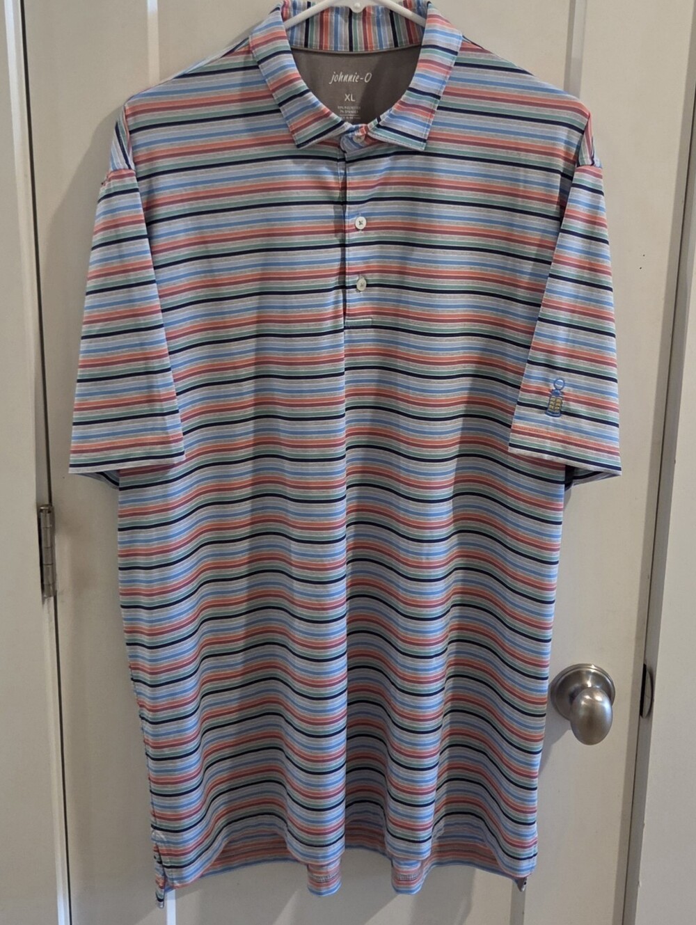 Johnnie-o Multicolor Stripe Performance Golf Polo Shirt - Size XL - Old Overton